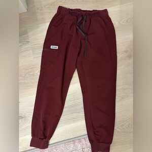 Burgundy Scrub Jogger Pants with Drawstring - I’VEGOTYOURBACK911